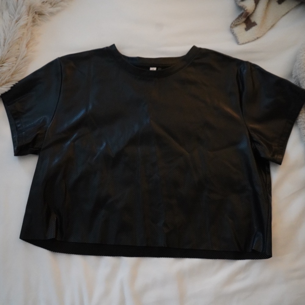 Faux Leather Cropped Boutique Tee